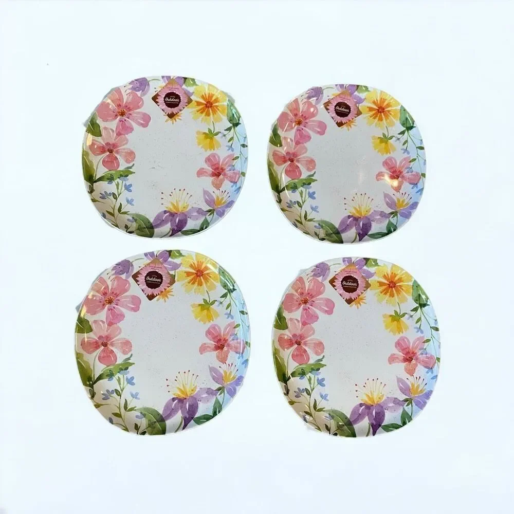 Melamine Indoor Outdoor Summer Collection Dinner Plates flowers Oval New set of